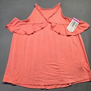 Tucker + Tate Women Tank Size XL Juniors Pink Stretch Preppy Ruffles Strappy Top
